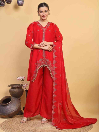 Fandy Suit with Plazzo and Dupatta