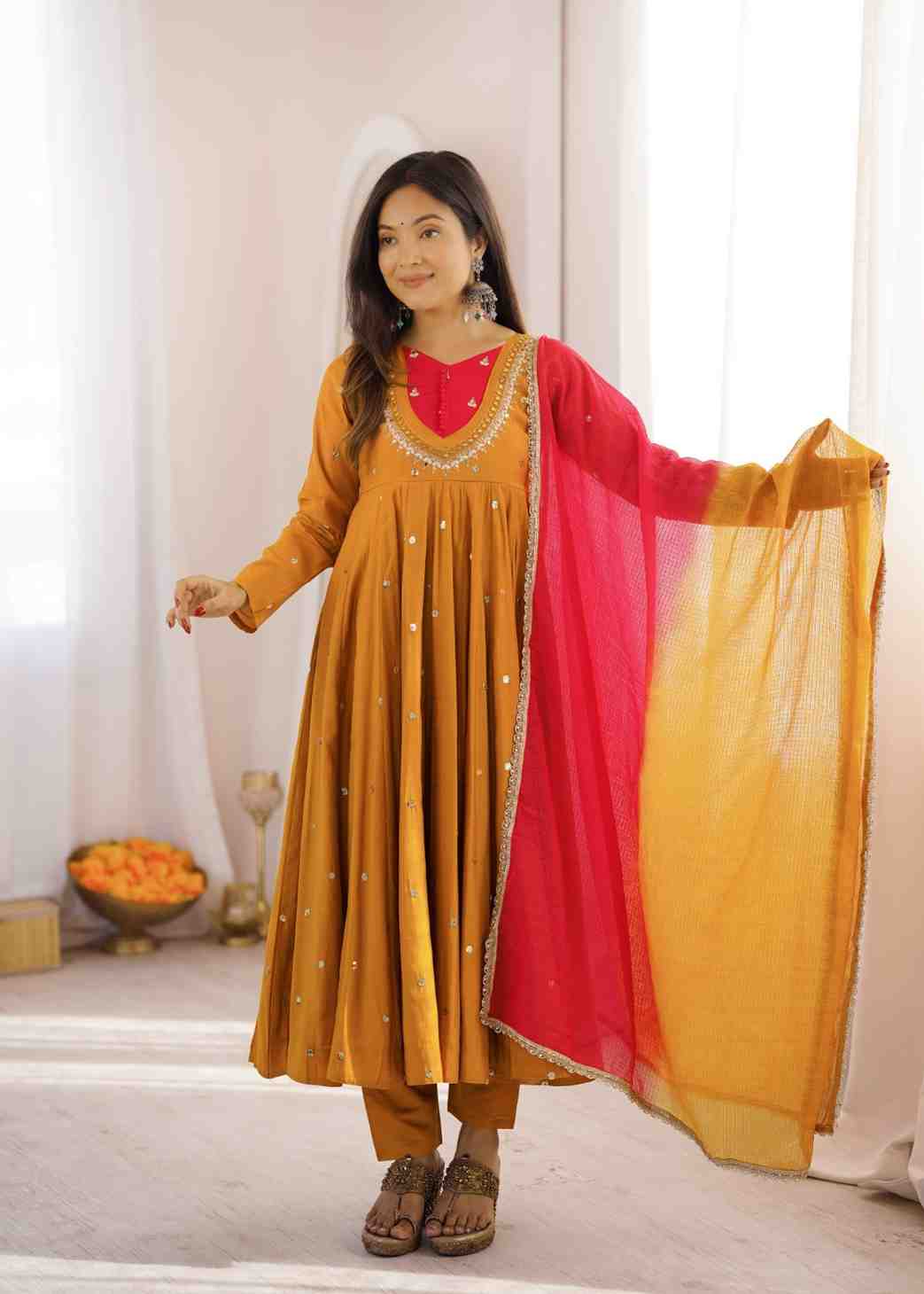 Embroidered Anarkali Gown for Women