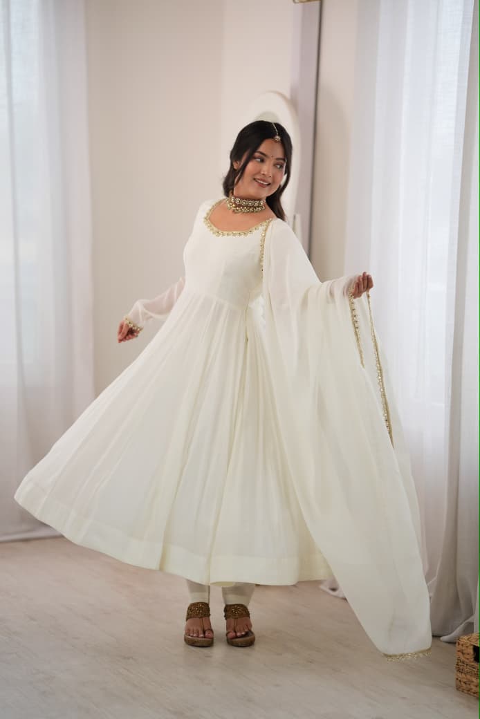 Designer Mal Chanderi Anarkali