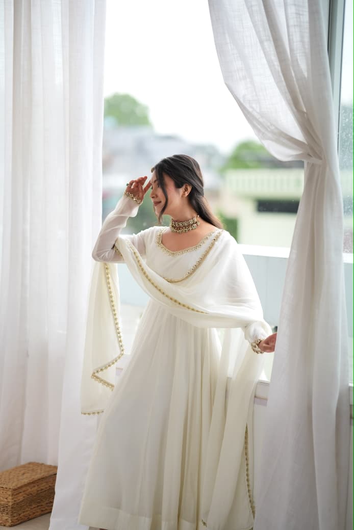 Pure Mal Chanderi Anarkali Gown