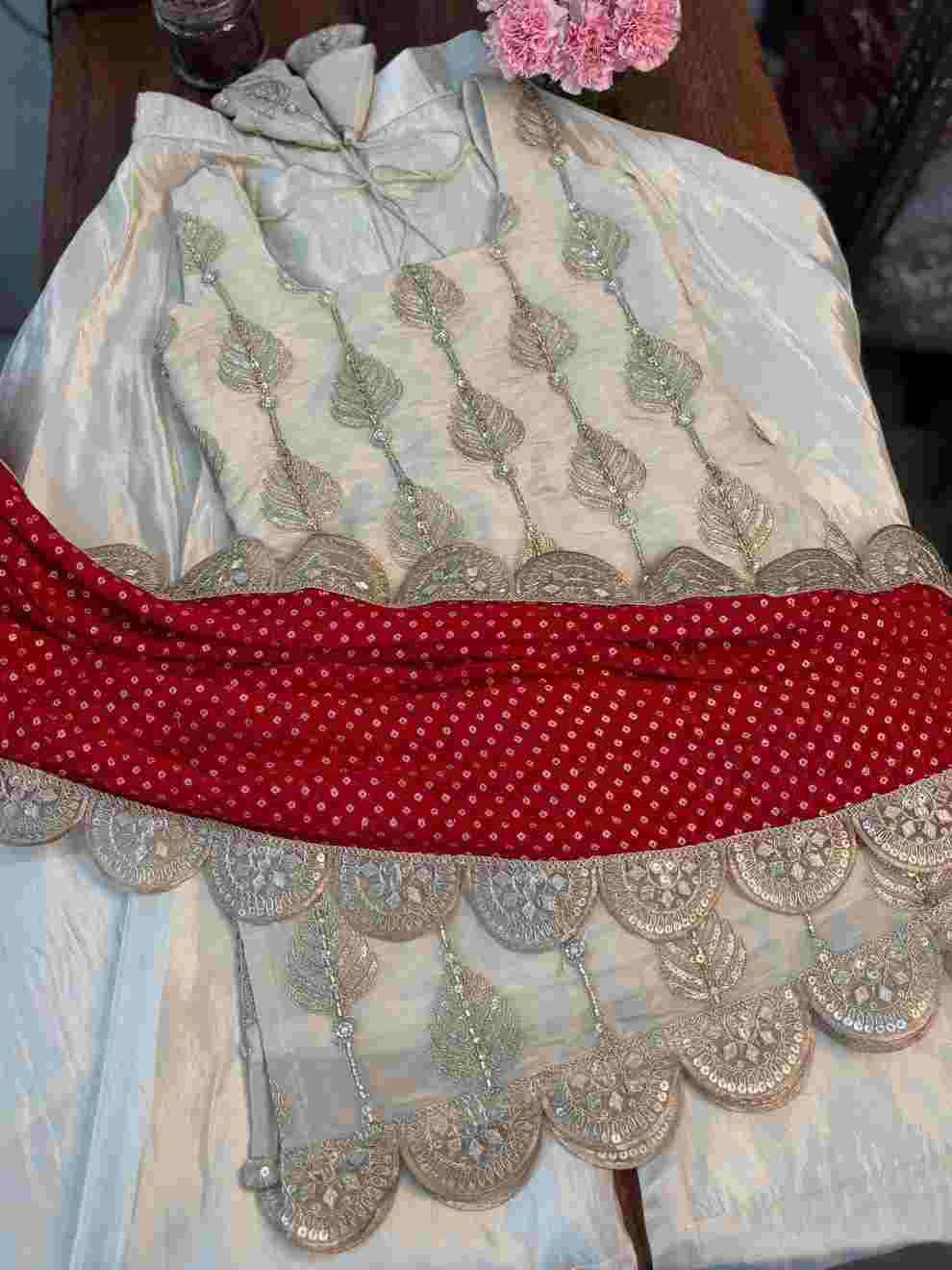 Soft Chinon embroidered 3 piece suit