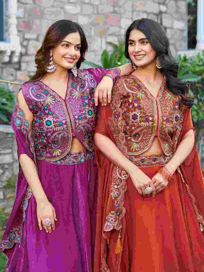 Fendy Silk lehenga with embroidered dupatta