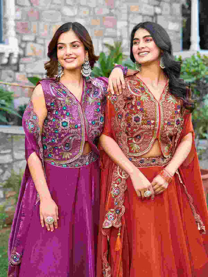 Women's embroidered wedding lehenga