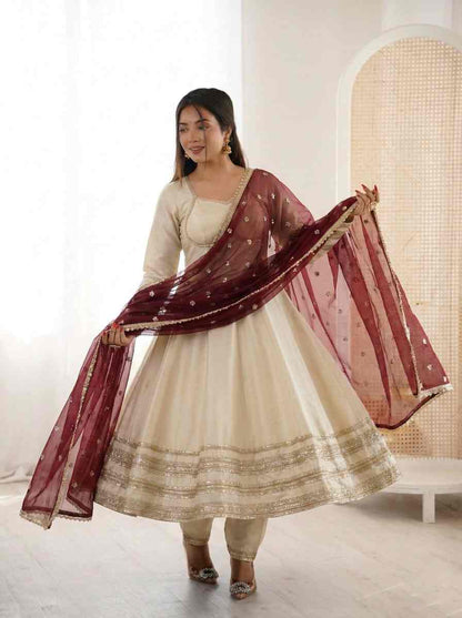 Anarkali gown with Georgette dupatta