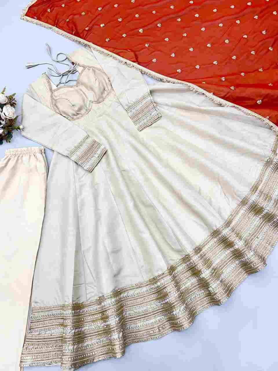 Heavy lace embroidered Anarkali set