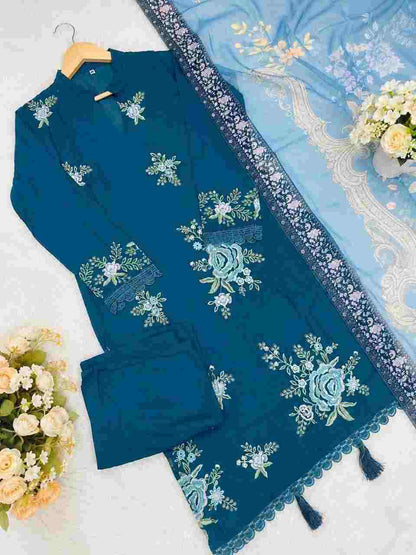 Heavy Viscose Rayon embroidered suit