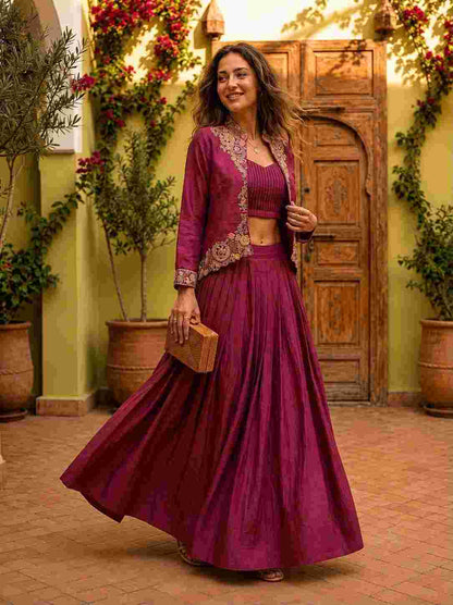 Zazu Silk festive wear jacket set