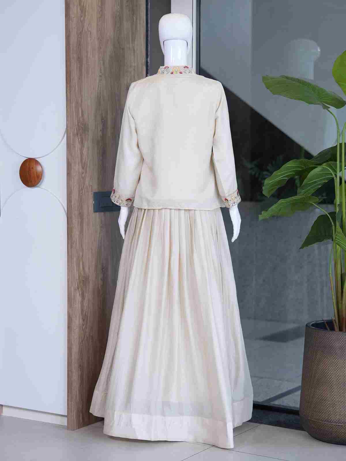 Embroidered jacket with Zazu Silk lehenga