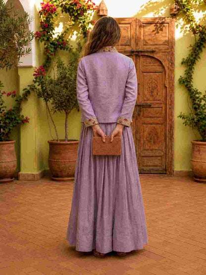 Zazu Silk embroidered jacket lehenga set