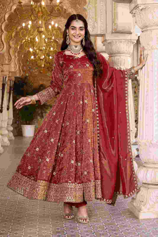 Designer Anarkali Suit Set with Sequin and Embroidery Work