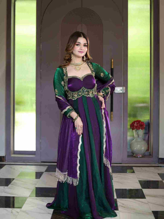 Designer Anarkali Suit with Sequin and Embroidery Work