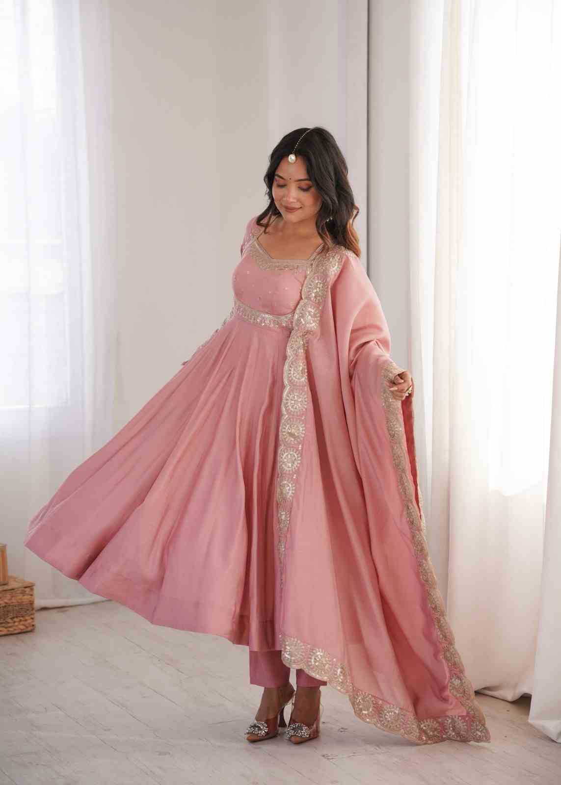 Women's party wear embroidered Anarkali