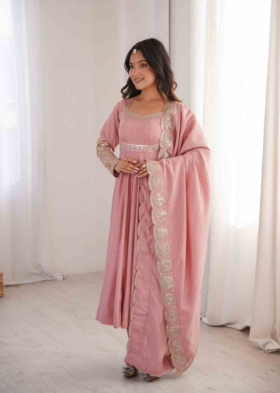 Designer Anarkali gown with bottom and dupatta