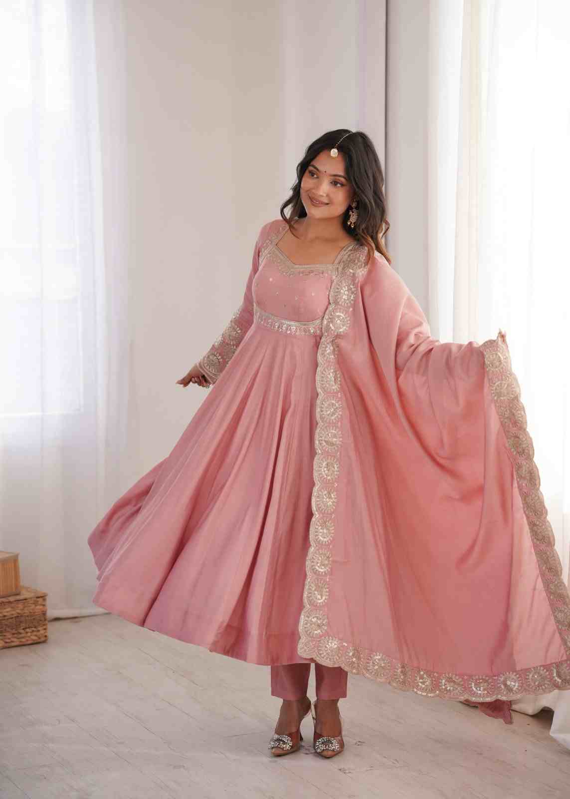 Roman Silk embroidered Anarkali dress