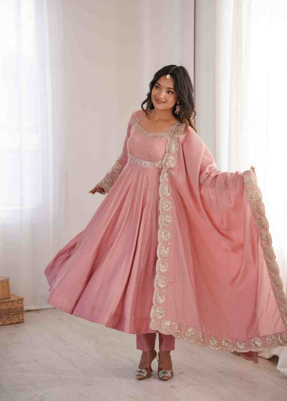 Roman Silk embroidered Anarkali dress