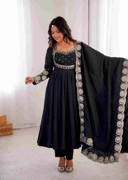 Embroidered sequence Anarkali gown with dupatta