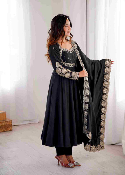Designer Roman Silk Anarkali gown set