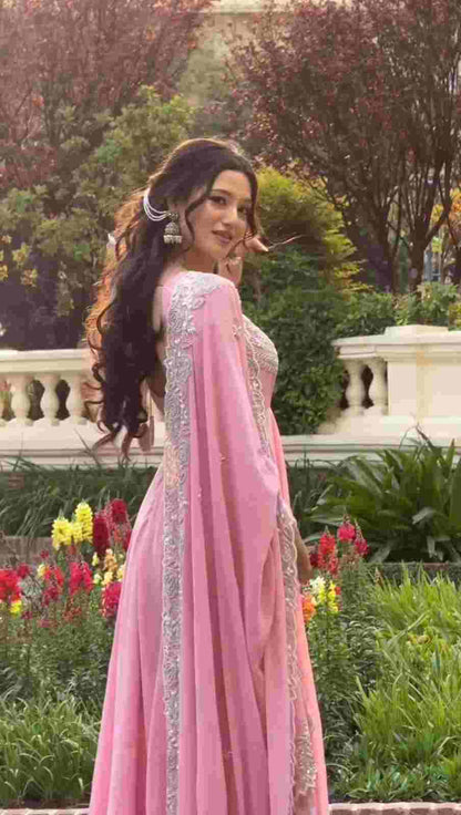Women’s Embroidered Gown Pant Set with Dupatta
