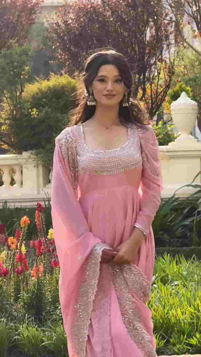 Women’s Embroidered Gown Pant Set with Dupatta