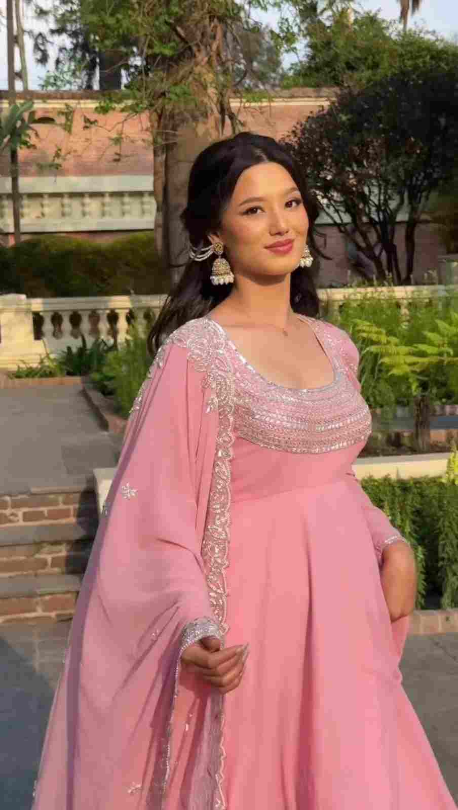 Women’s Embroidered Gown Pant Set with Dupatta