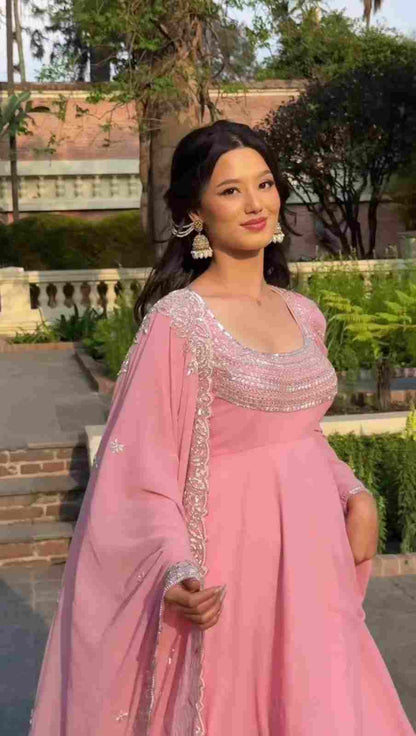 Women’s Embroidered Gown Pant Set with Dupatta