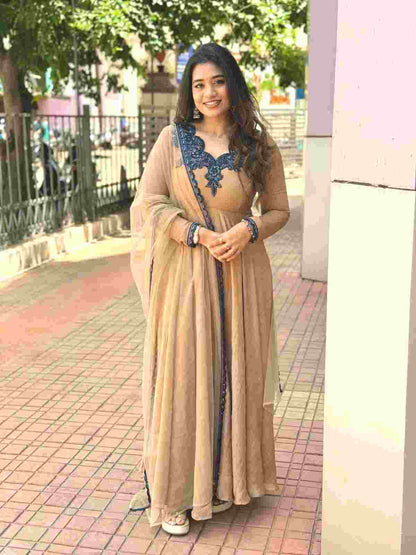 Premium women’s ethnic wear gown with Micro Cotton inner and pant