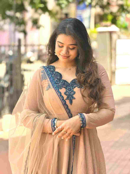 Doremon Crush embroidered gown with 7 meter flair for women