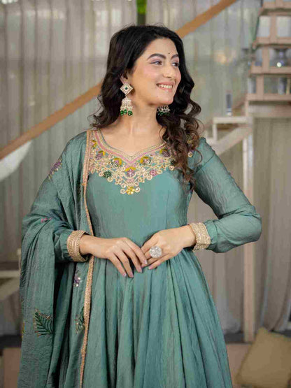 Sequence work Anarkali gown with Palazzo