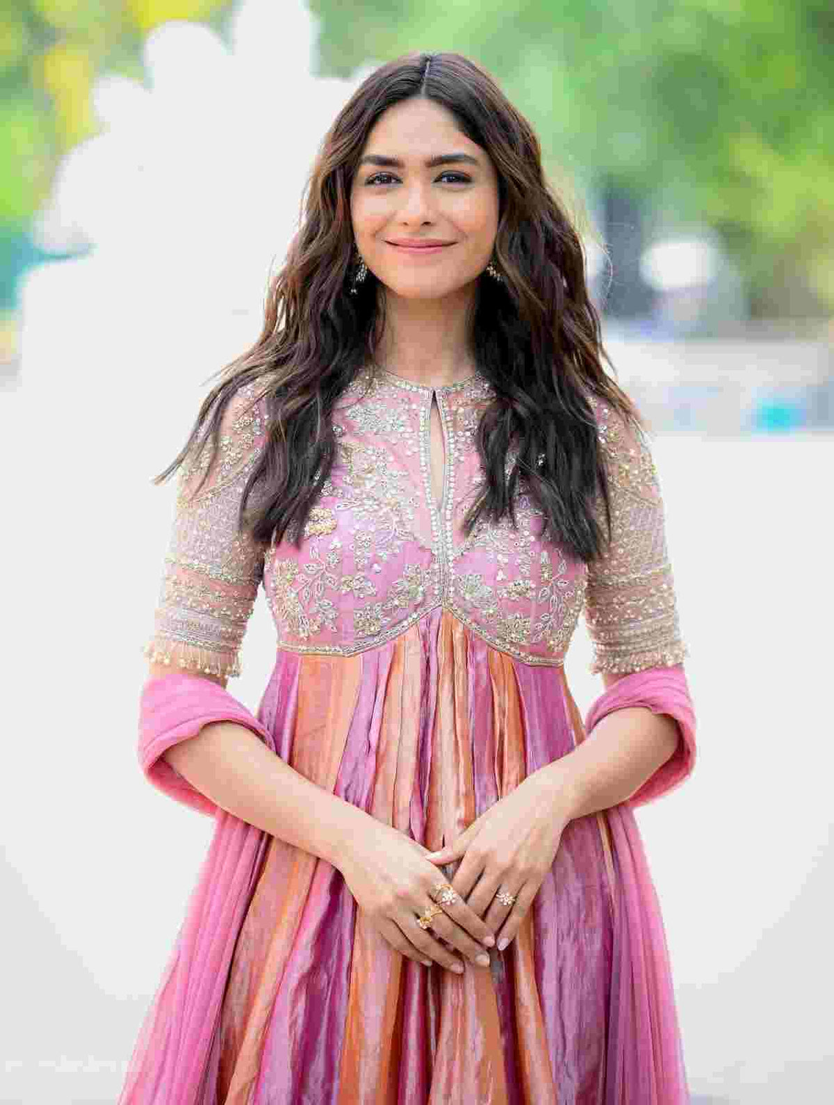 Embroidered Moss Silk gown three piece outfit