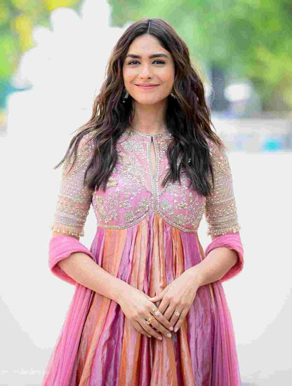 Embroidered Moss Silk gown three piece outfit