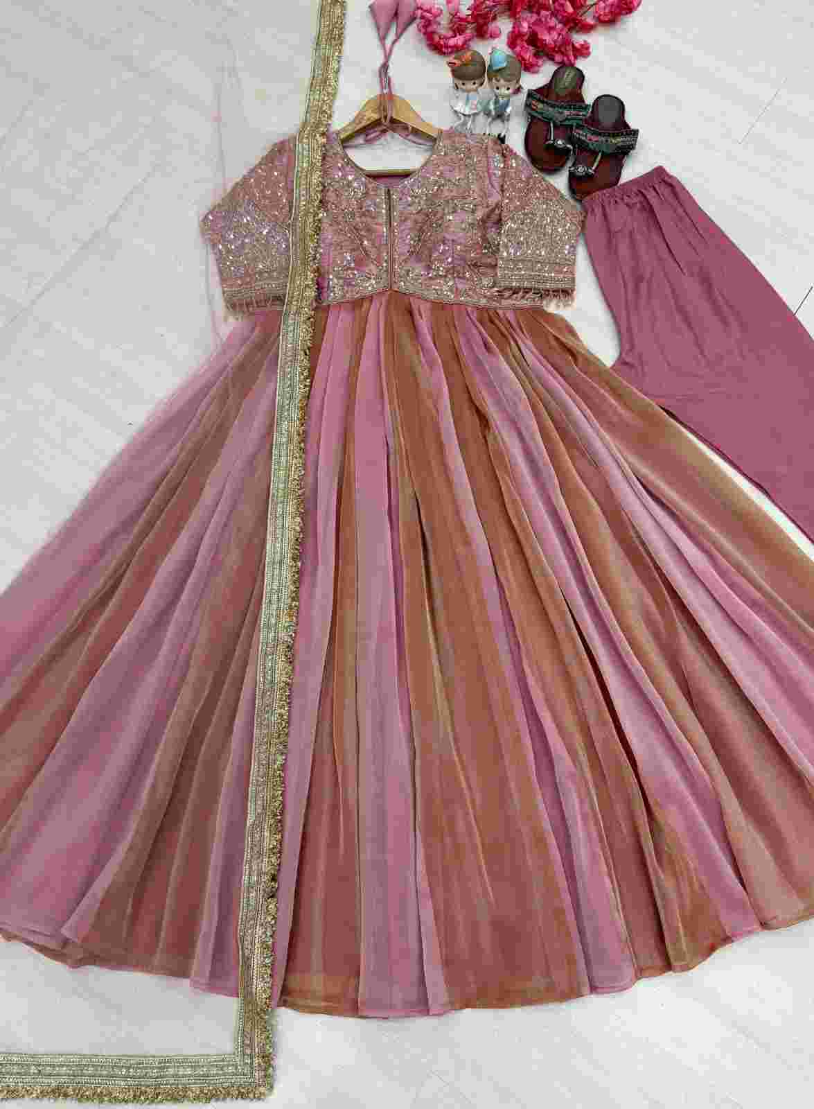Pure NC Moss Silk embroidered gown
