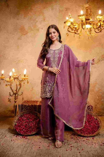 Women's embroidered Kurti with pant and dupatta