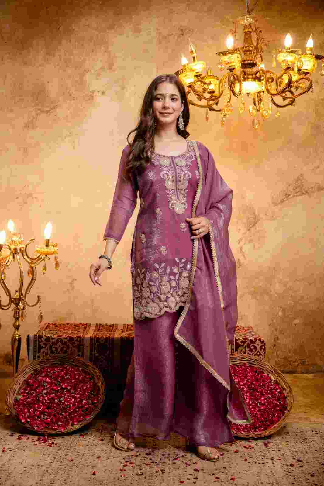 Embroidered party wear Kurti with pant