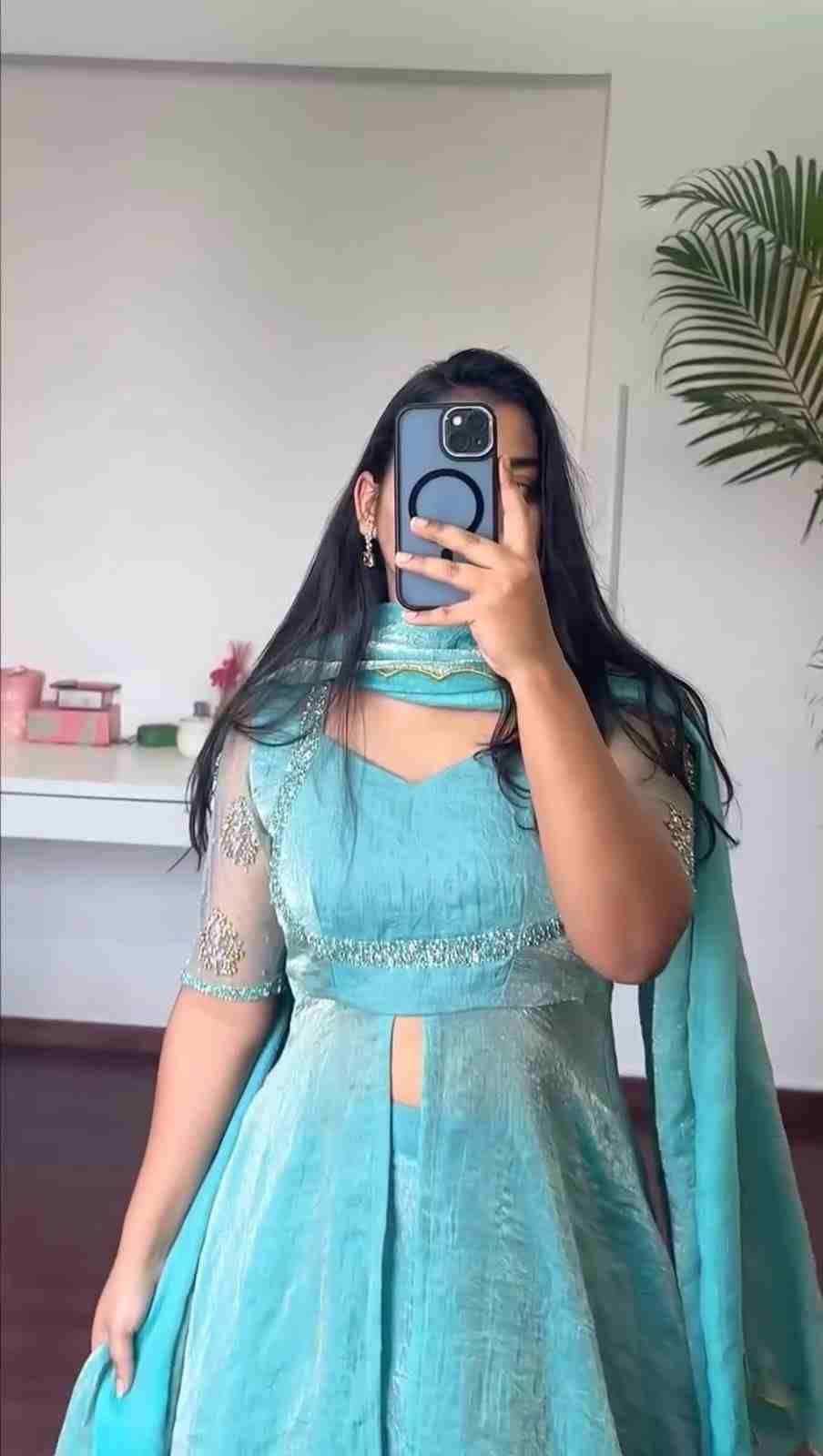 Fendy Crush Anarkali with embroidered dupatta