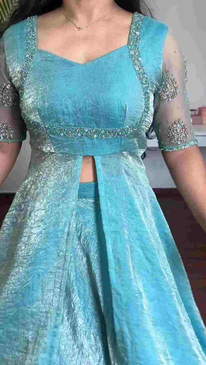 Front-slit Anarkali with matching Palazzo