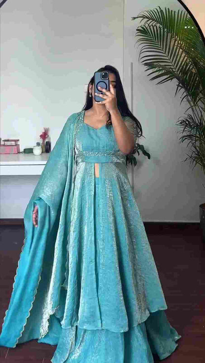 Designer Anarkali with hand work