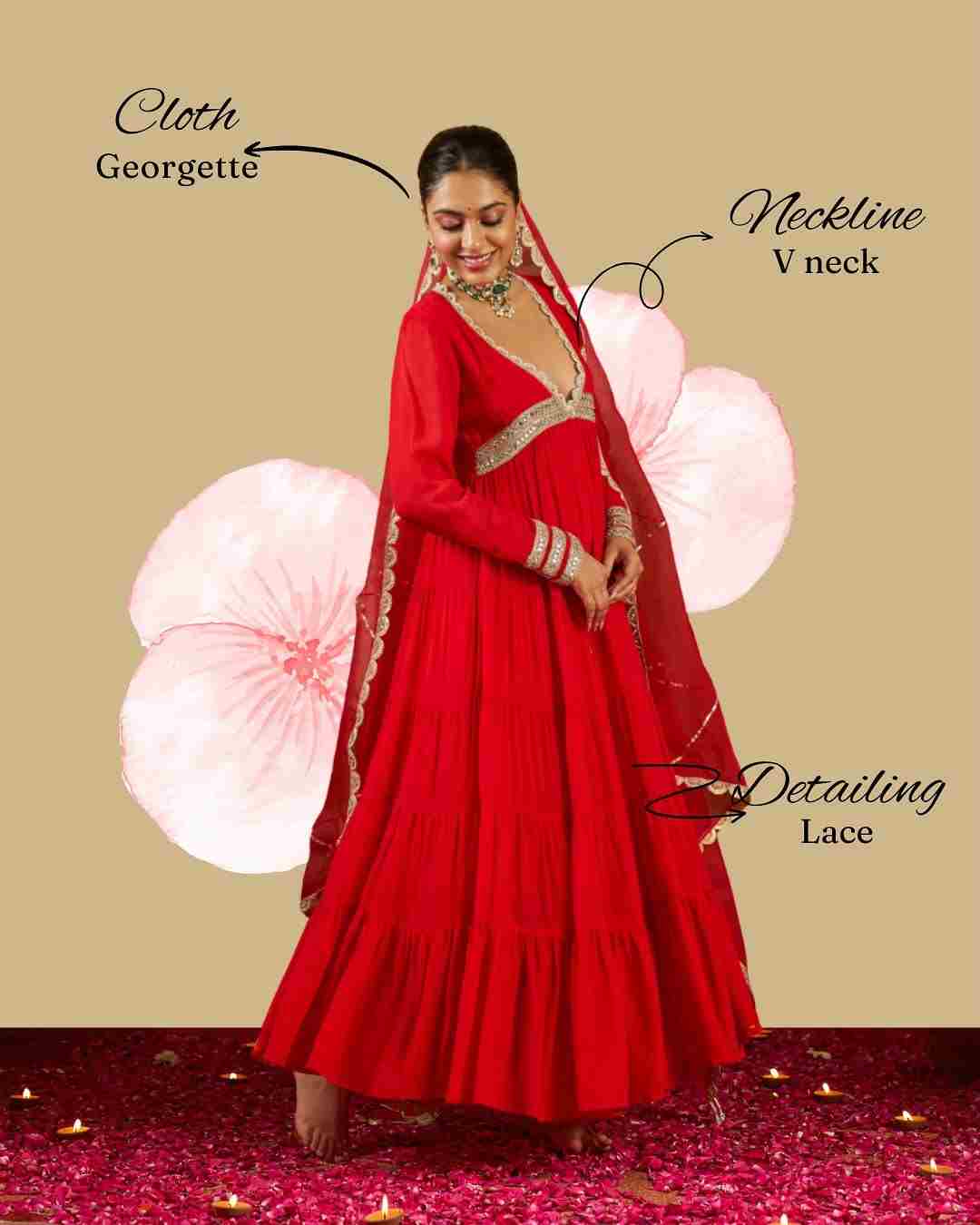 Heavy Fox Georgette embroidered gown set