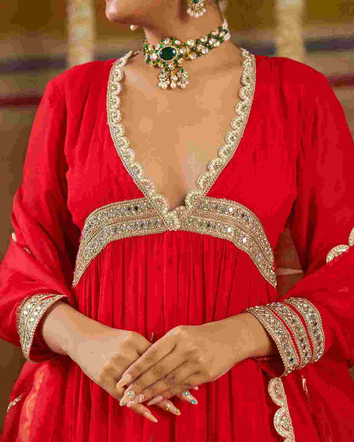 Designer gown with pant and dupatta