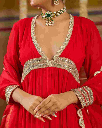 Designer gown with pant and dupatta