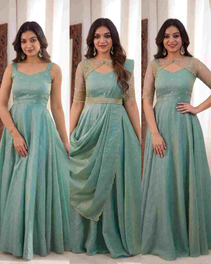 Fully Stitched Designer Gown with Koti and Dupatta