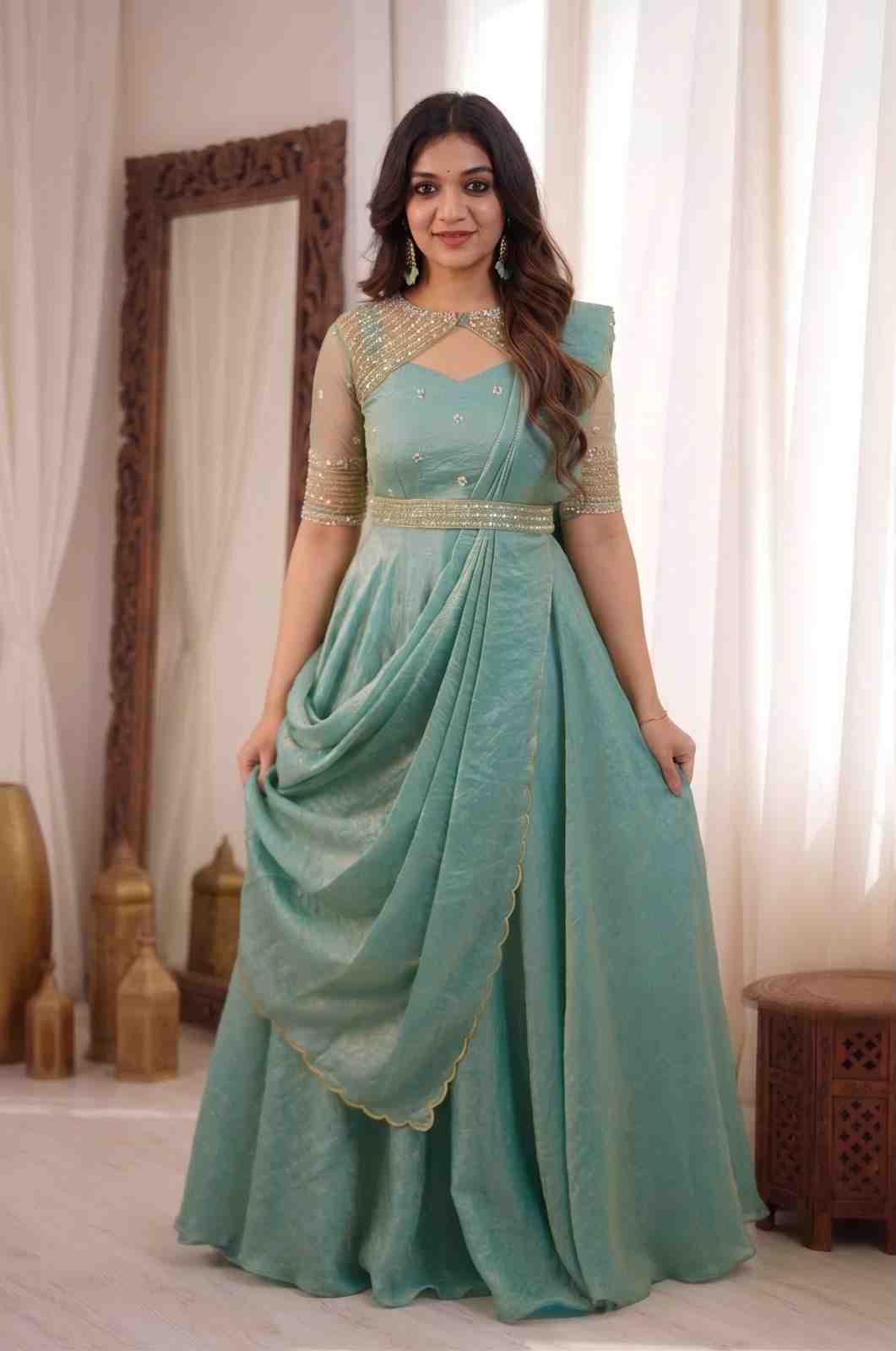 Trending Sequins Embroidery Gown Set for Festivals
