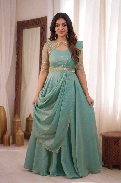 Trending Sequins Embroidery Gown Set for Festivals