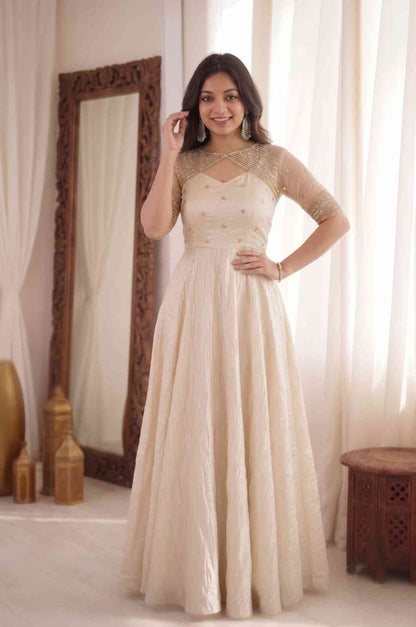 Designer Gown with Embroidered Koti and Dupatta