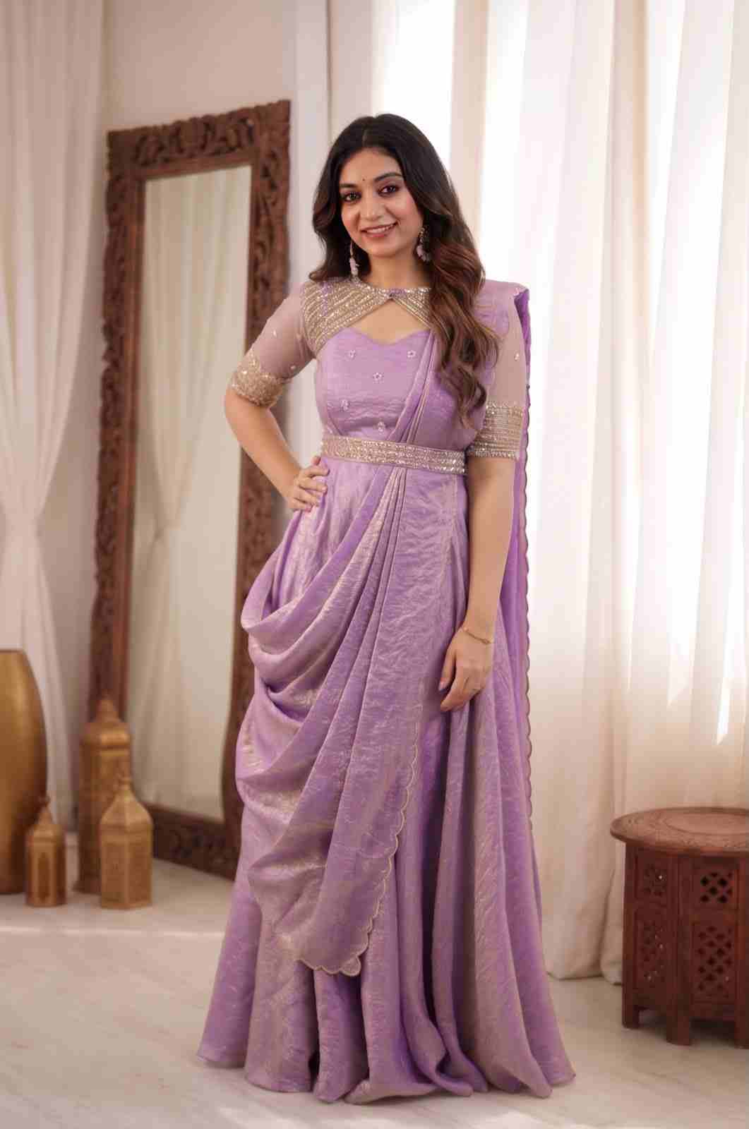 Fully Stitched Sequins Embroidery Gown Set