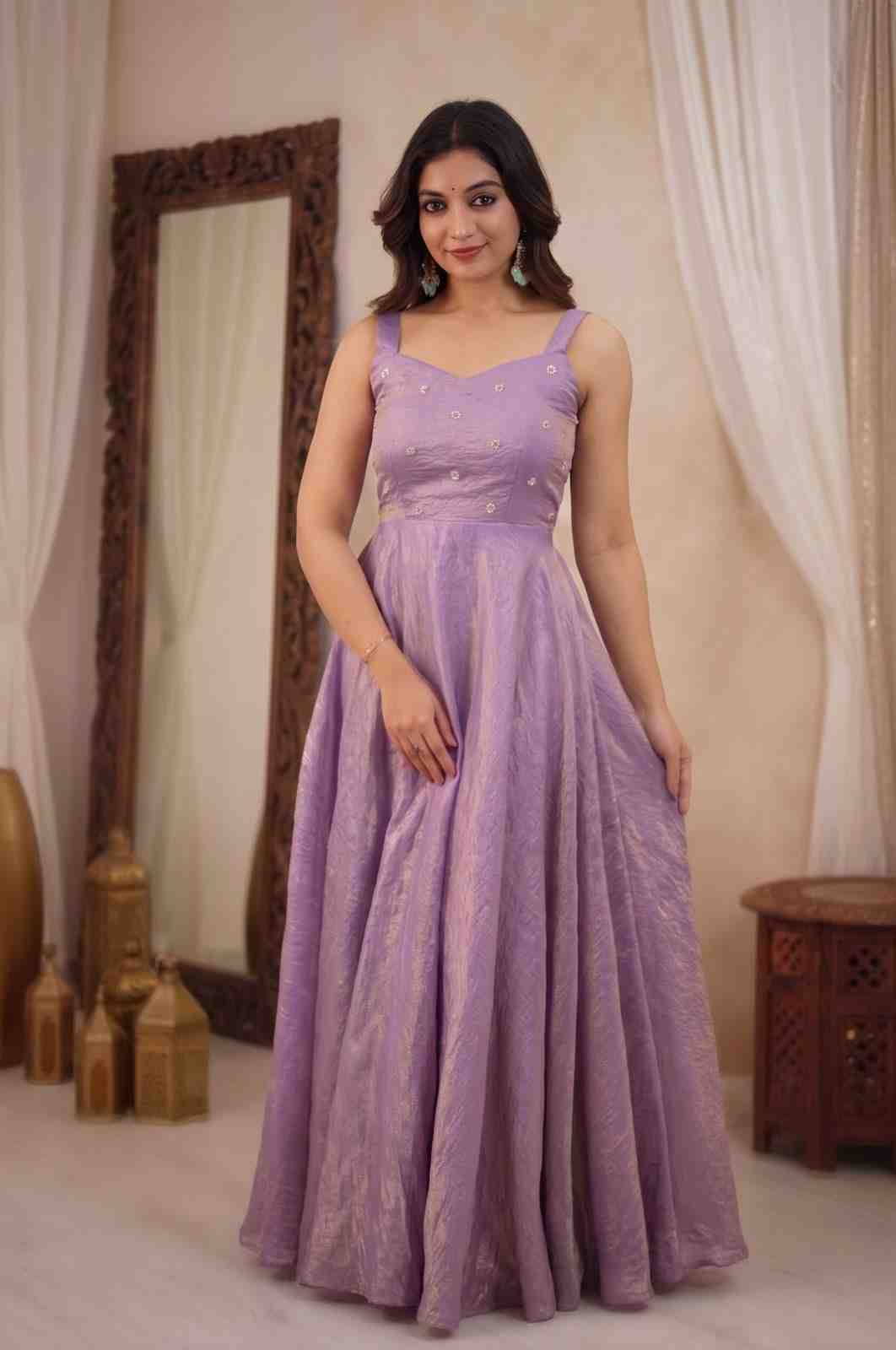Festive Sequins Embroidery Gown Set for Women