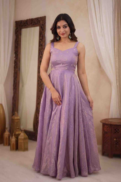 Festive Sequins Embroidery Gown Set for Women