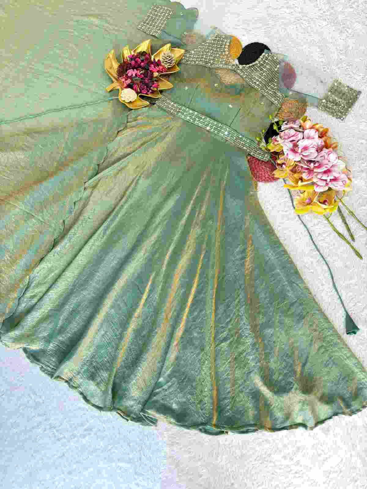 Women’s Sequins Embroidery Gown with Koti