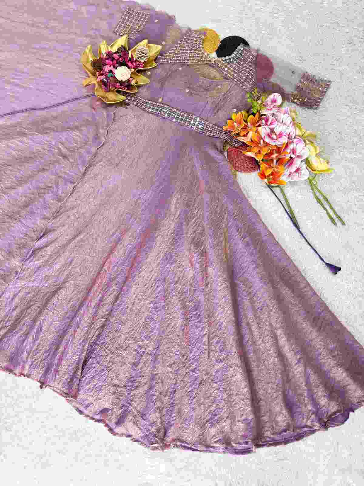Kaichi Sequins Embroidery Gown Set