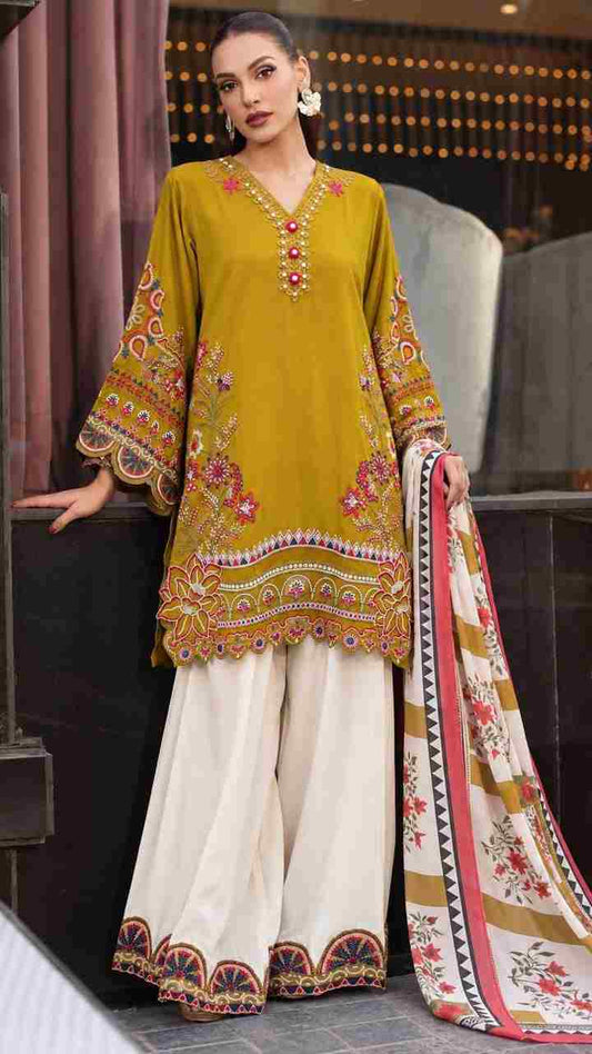Designer party wear top palazzo set with embroidered dupatta