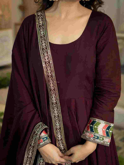 Party wear designer Anarkali suit with sequins embroidery, pant and matching dupatta